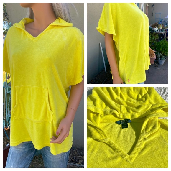 12/14 Ralph Lauren POLO Terry Short Sleeve Sweatshirt Hoodie 🦘Pocket - Picture 5 of 16